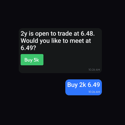 Counterparty negotiating a 2y trade, countering 6.48 with 6.49 in the chat